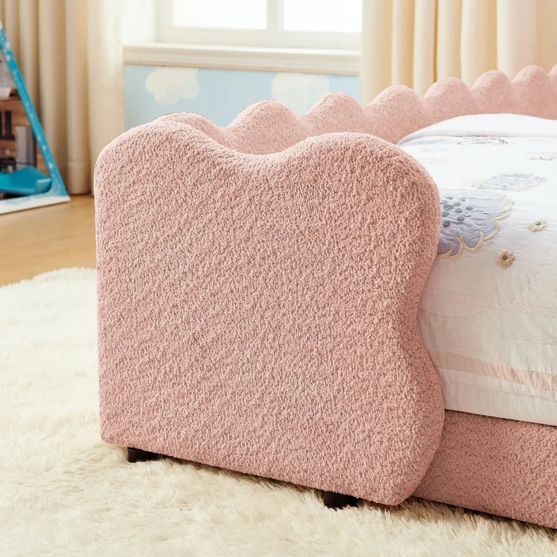 Cute Dinosaur-Shaped Wooden Kids Bed with Safety Guardrail