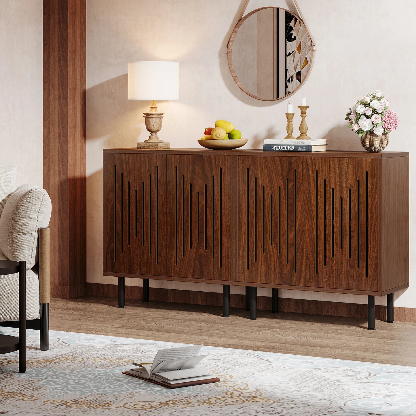 59" Farmhouse Buffet Sideboard Cabinet with Doors