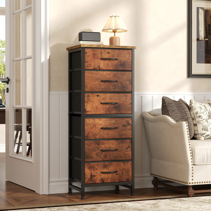 Narrow Storage Tower with Wood Top and Metal Frame