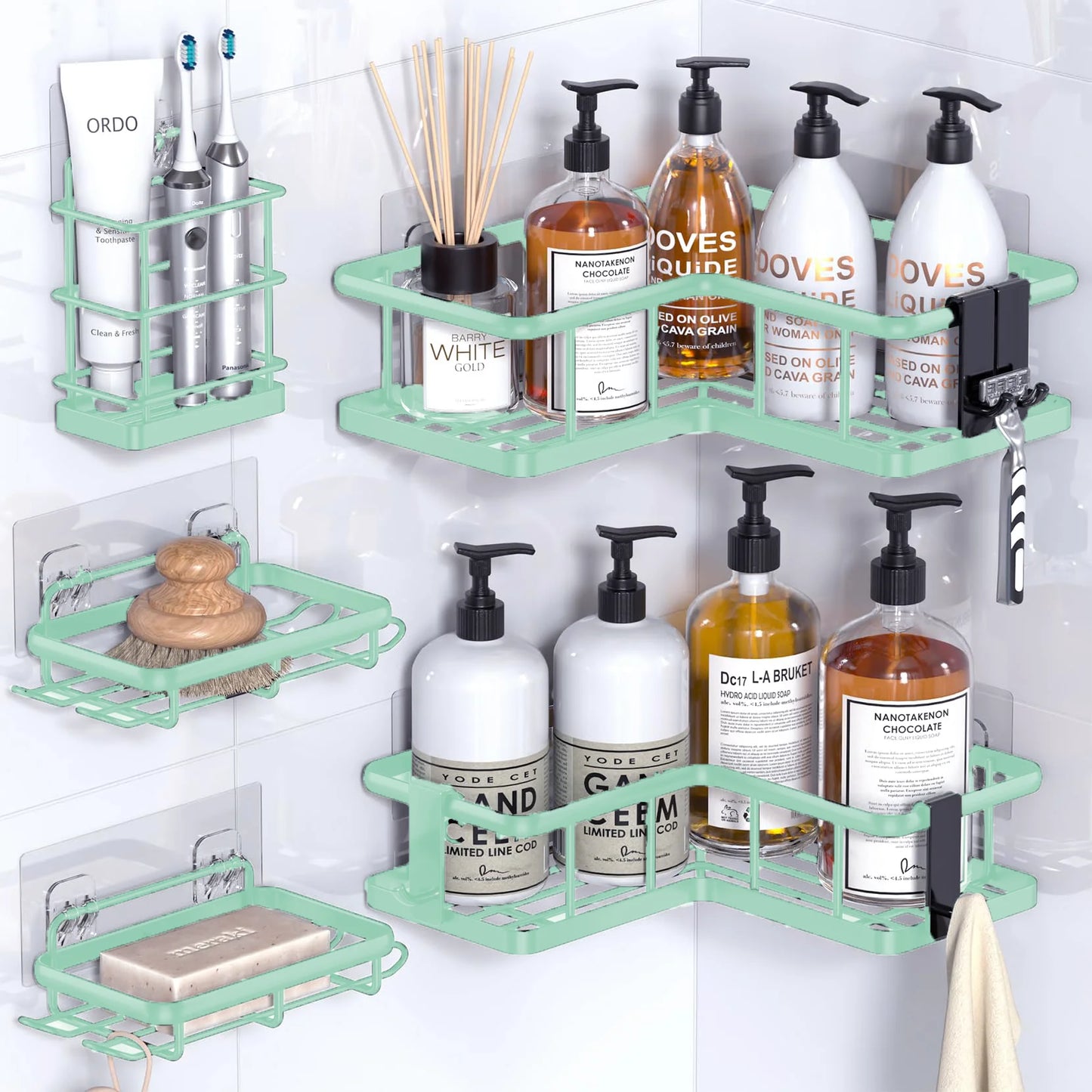 5-Pack Rustproof Shower Organizer Corner with Soap Holder