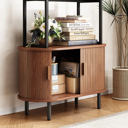 71" Tall, 4-Tier Bookshelf with Storage Cabinet