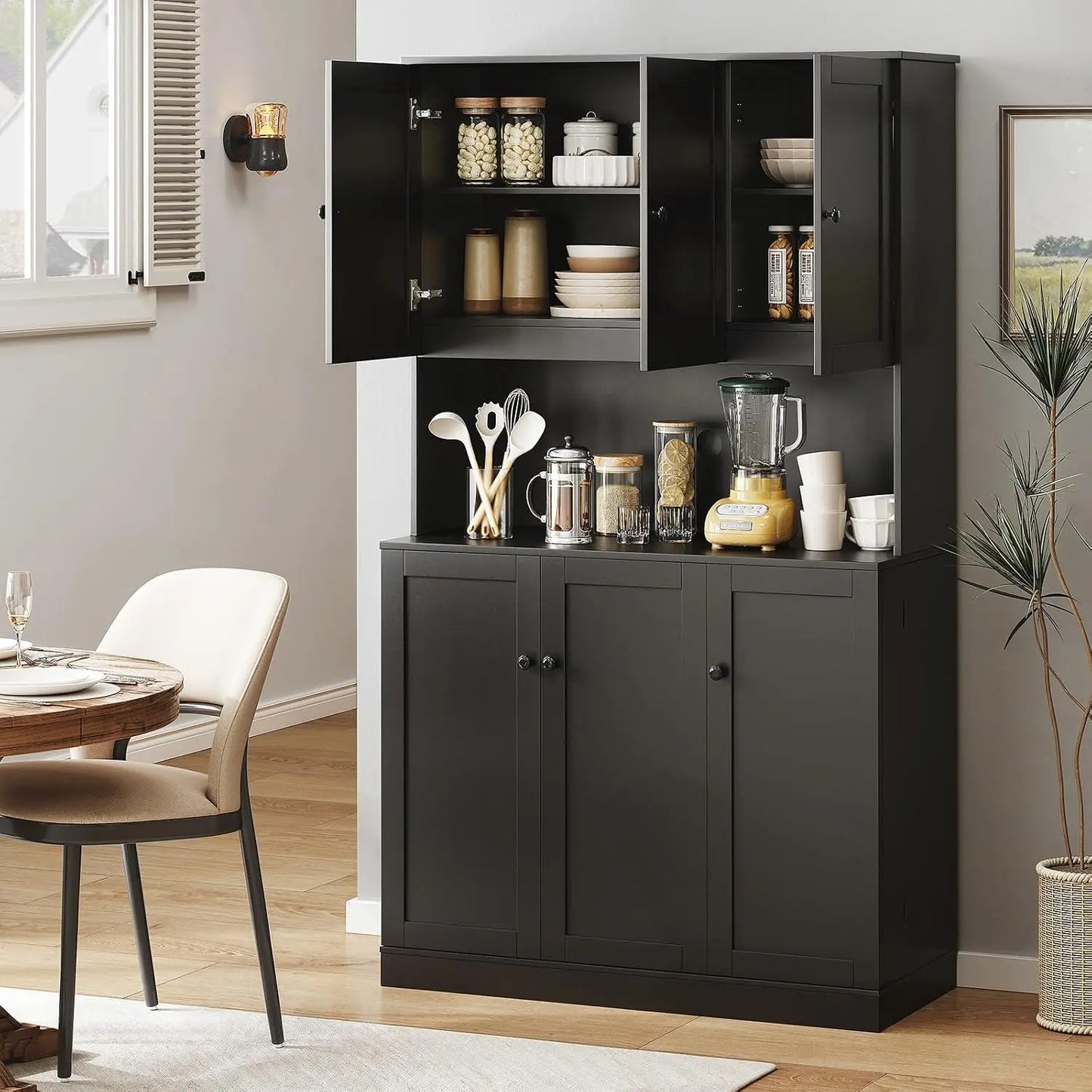 71in Tall Kitchen Pantry Storage Cabinet with Microwave Stand
