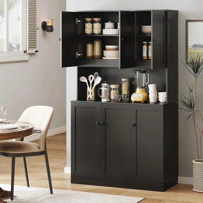 71in Tall Kitchen Pantry Storage Cabinet with Microwave Stand