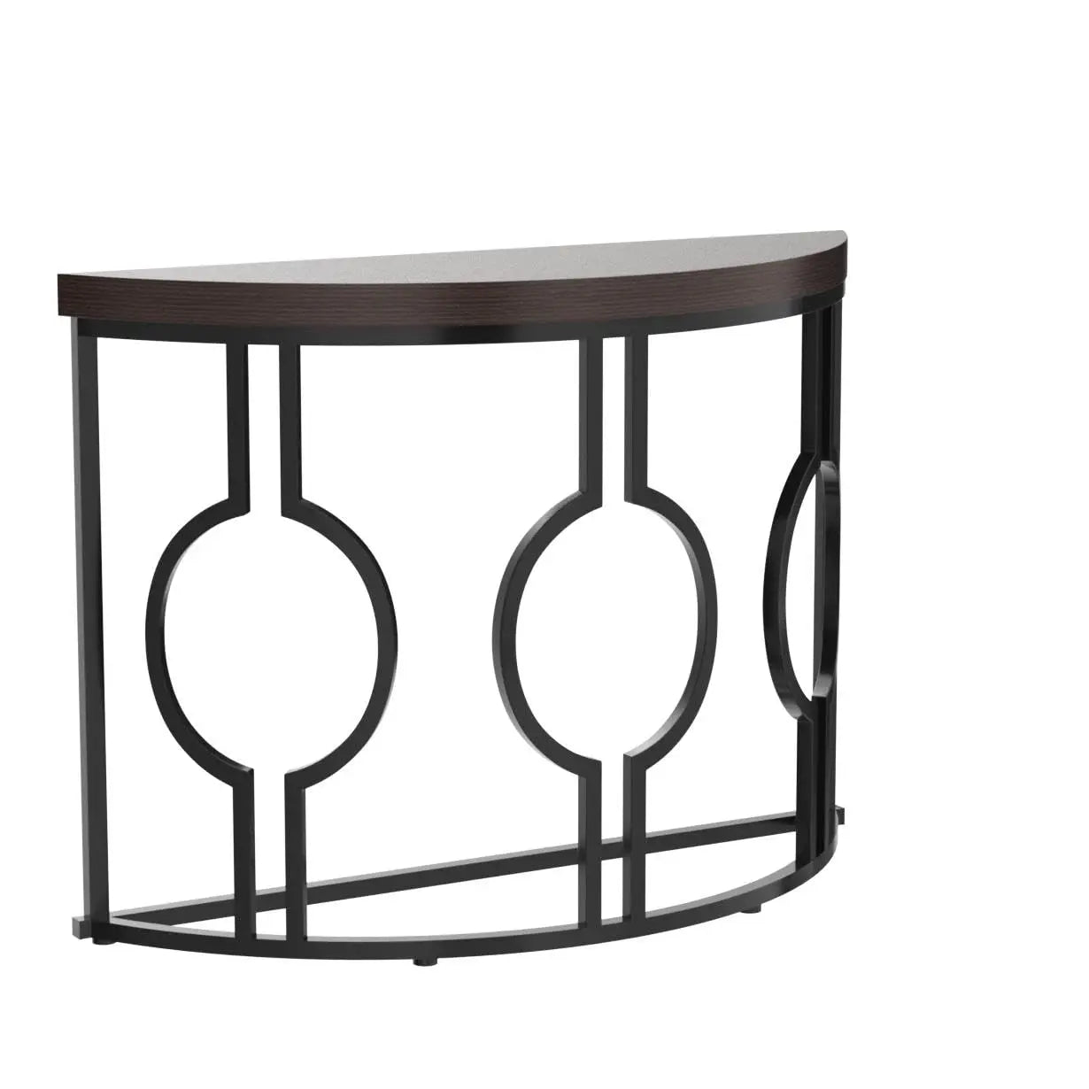 Half Moon Console Table with Geometric Base for Entryway