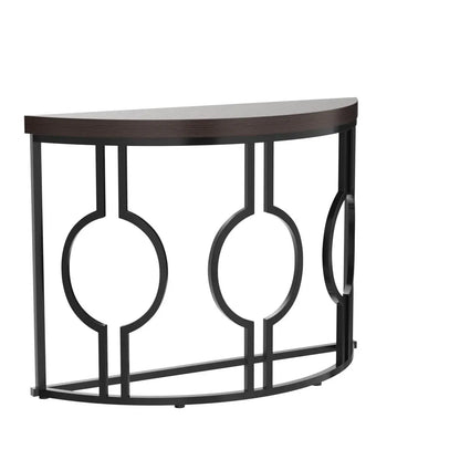 Half Moon Console Table with Geometric Base for Entryway