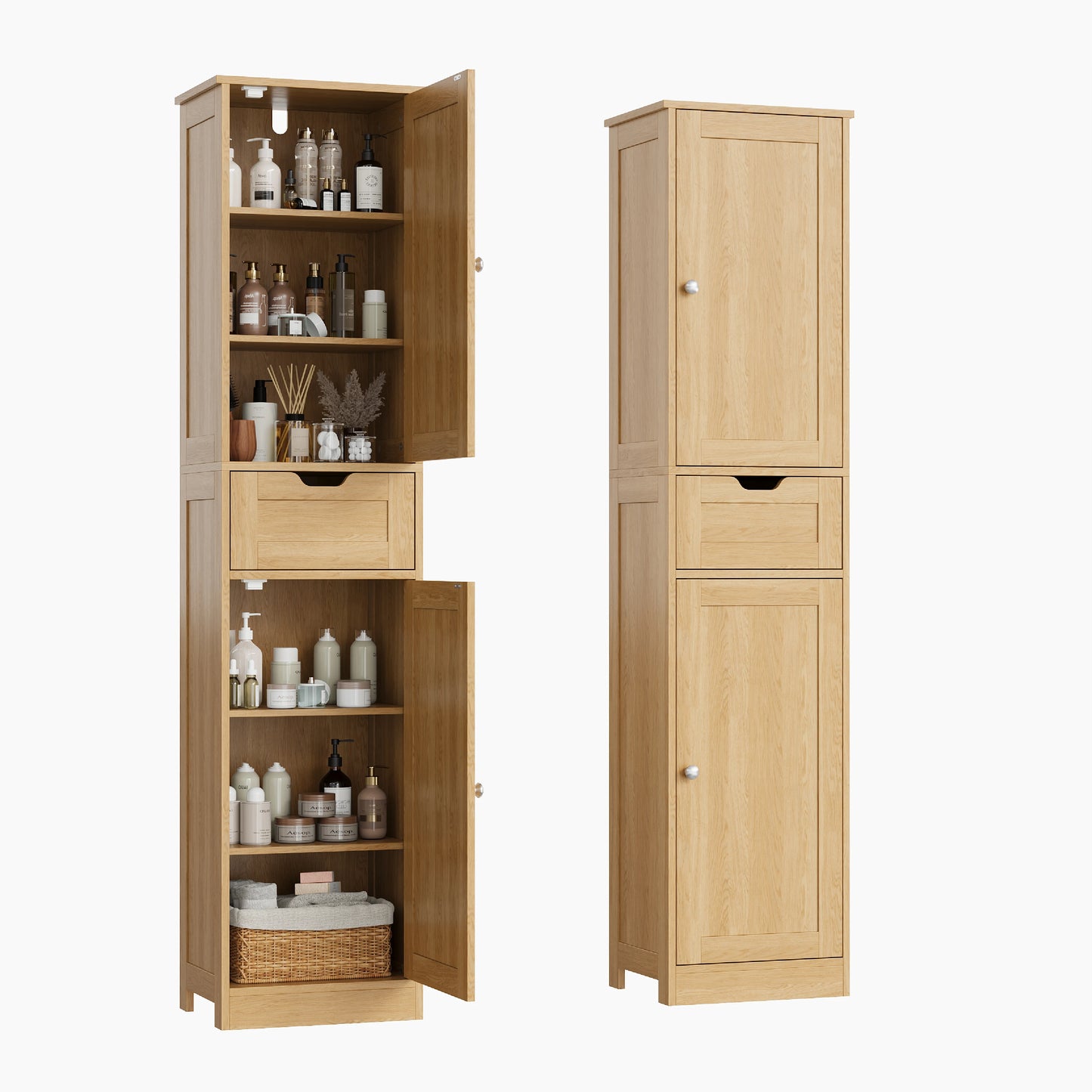 Space-Saving Slim Bathroom Storage Cabinet