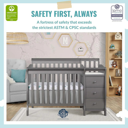 4-in-1 Mini Convertible Baby Crib & Changer with Storage
