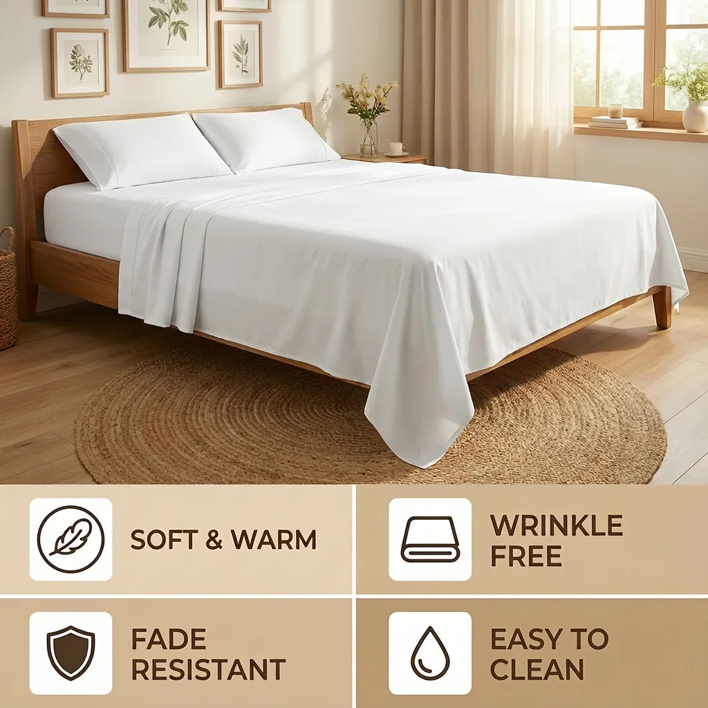 Cooling Bamboo Bed Sheets Set with 18-Inch-Deep Pocket