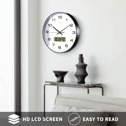 Wall Clock with Calendar & Fahrenheit Temperature Display