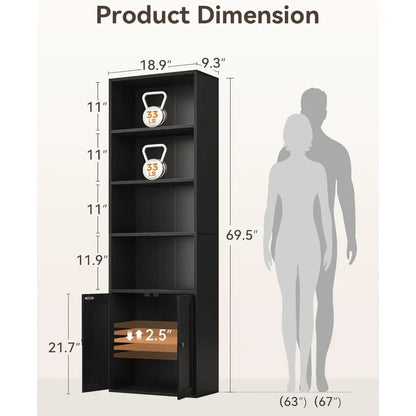 6-Tier Display Bookcase with Doors