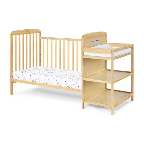 2-in-1 Convertible Crib with Attached Changing Table