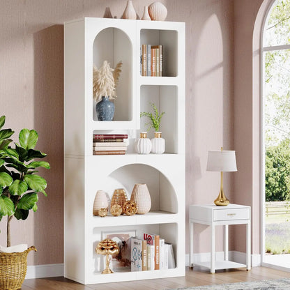 70.87" Tall Geometric Bookcase with 5 Irregular Storage Shelves