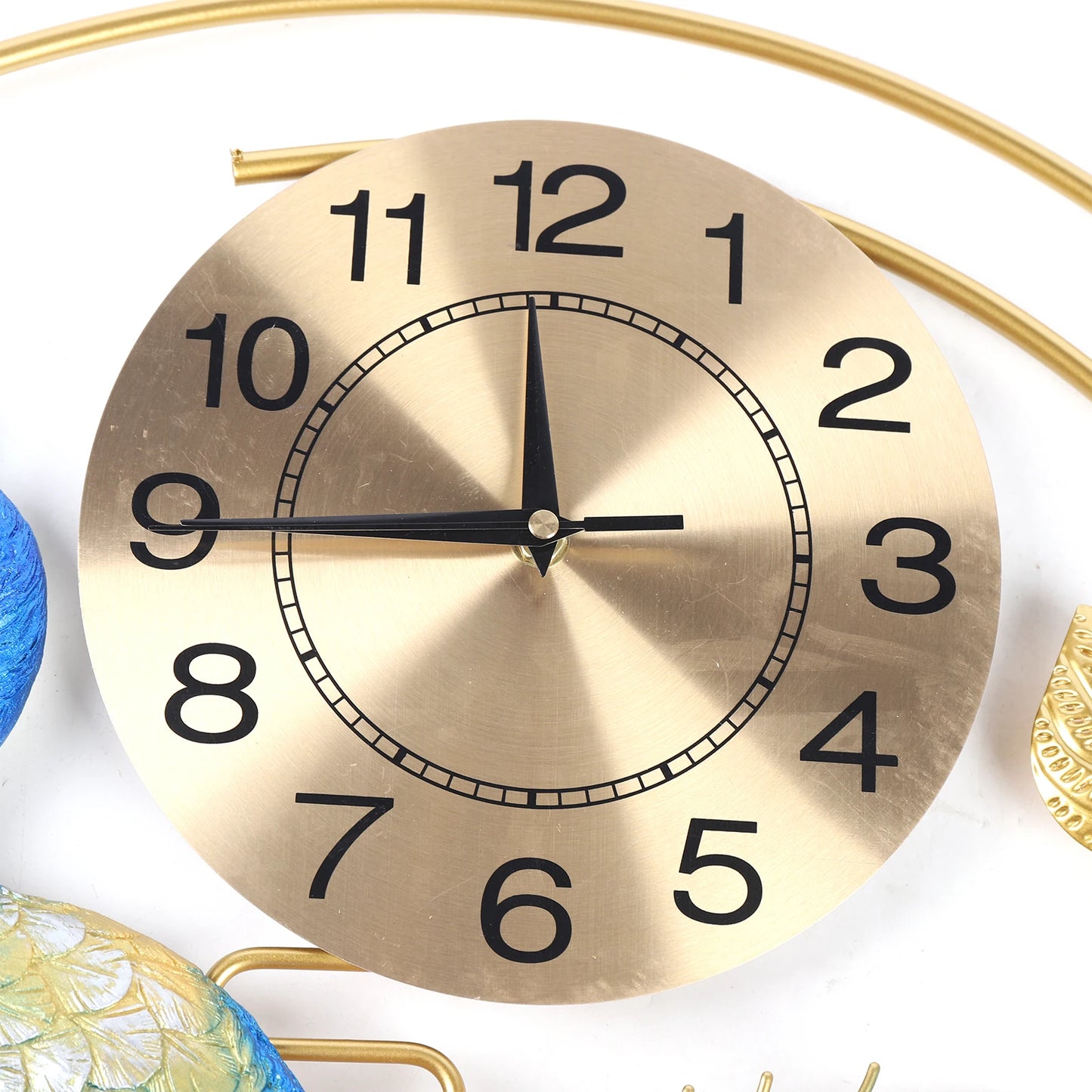Metal Peacock Shaped, Silent Wall Clock