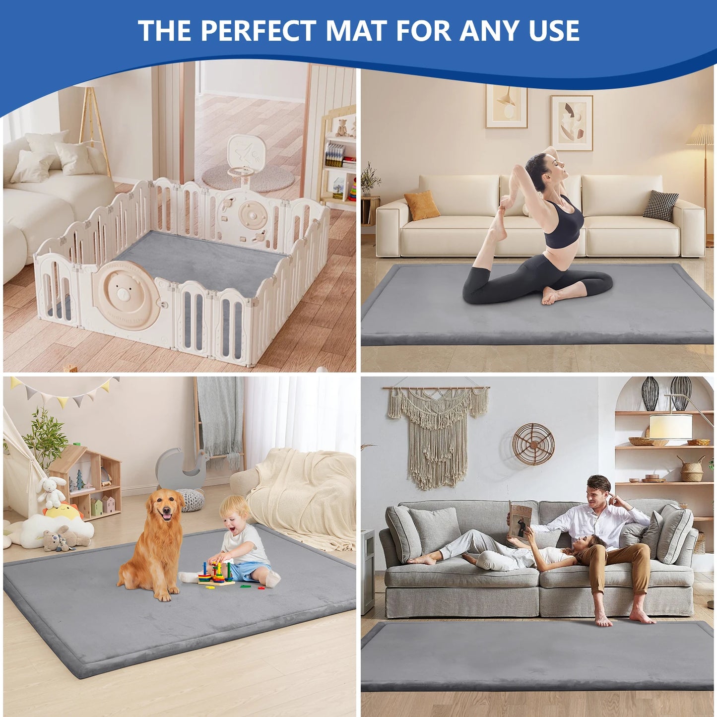 Non-Slip Thick Soft Foam Baby Activity Rug