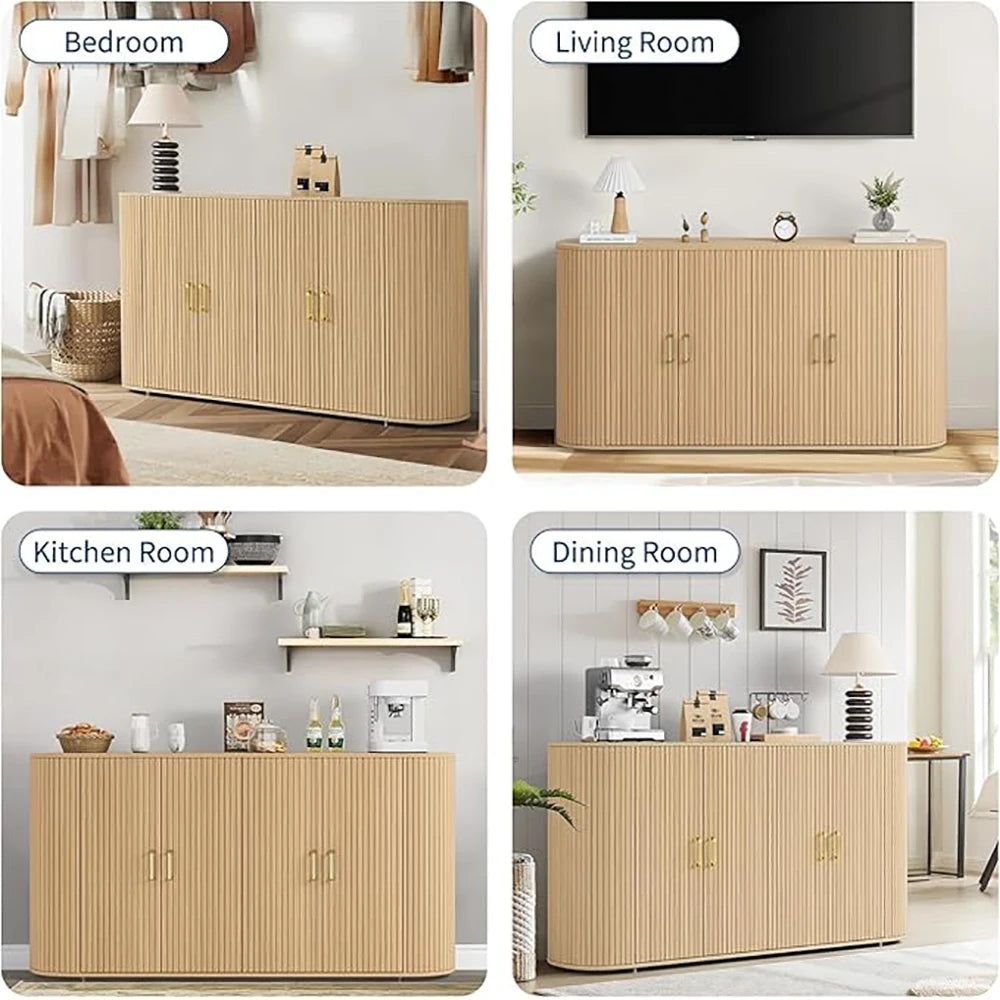 63" Modern Fluted Accent Sideboard Buffet Cabinet
