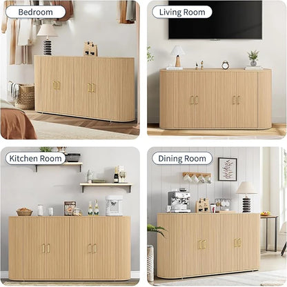 63" Modern Fluted Accent Sideboard Buffet Cabinet