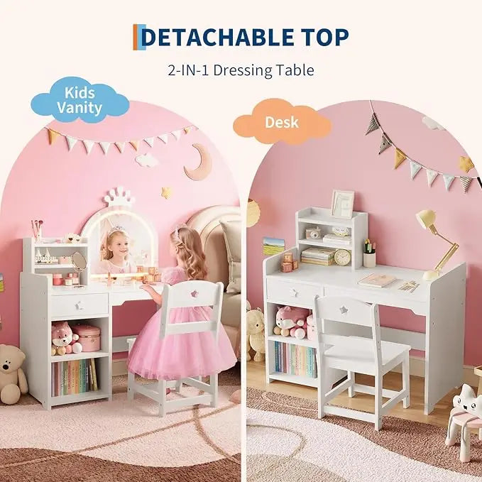 2 in 1 Princess Makeup Vanity Desk & Chair