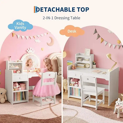 2 in 1 Princess Makeup Vanity Desk & Chair