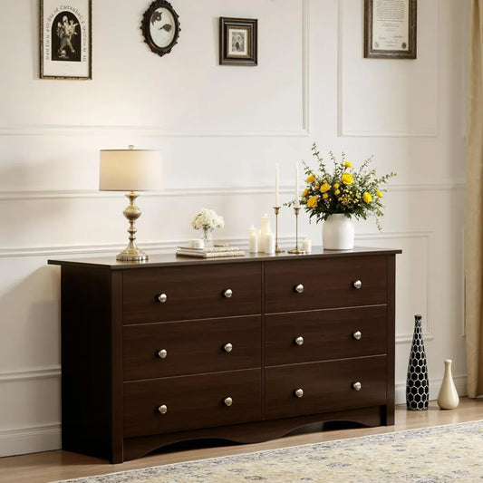 Wide Chest of Drawers with 6 Storage Drawers