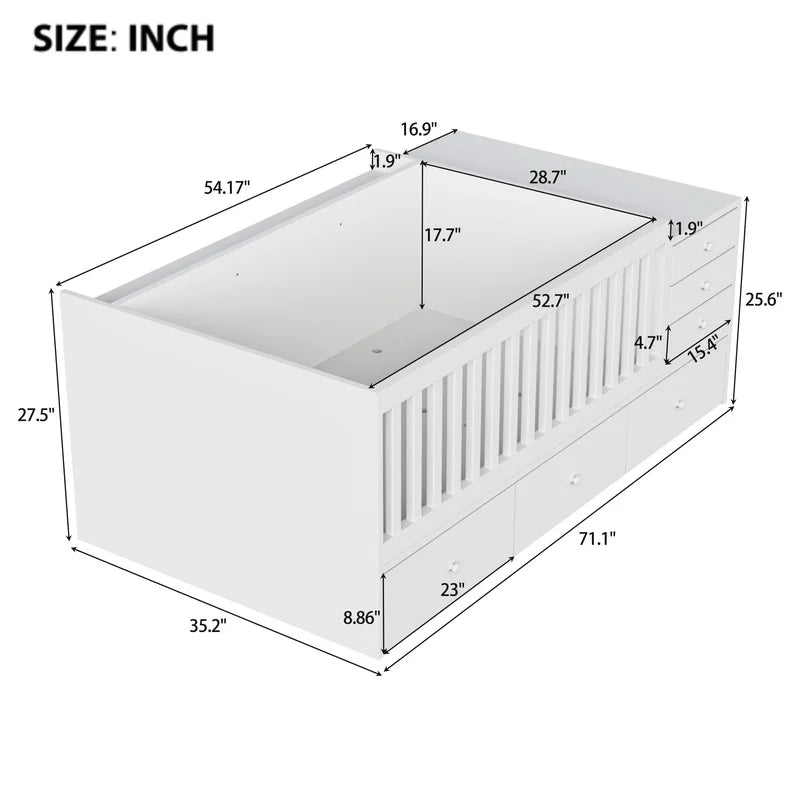 Convertible Crib to Daybed with Drawers & Changing Table