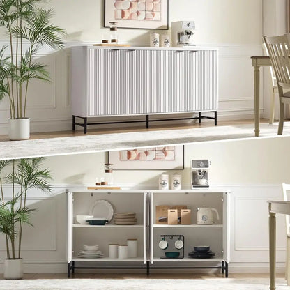65” Fluted Credenza Sideboard with Adjustable Storage Shelves