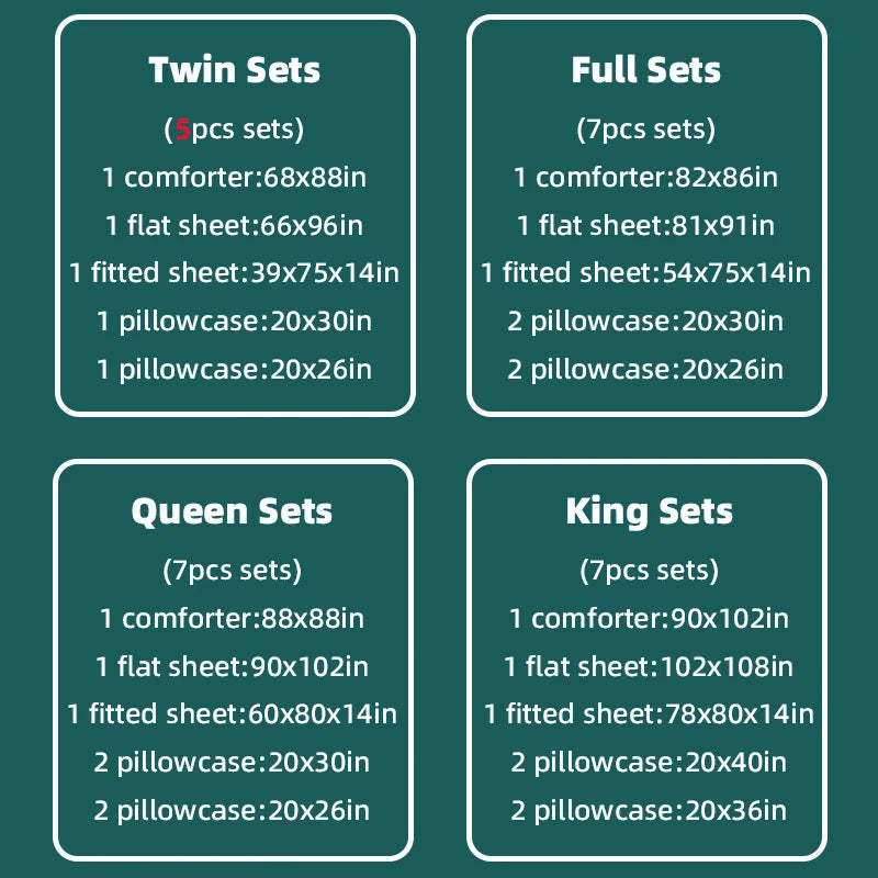 5pcs/7pcs Twin, Full, Queen, King, Bedding Sets with Comforter