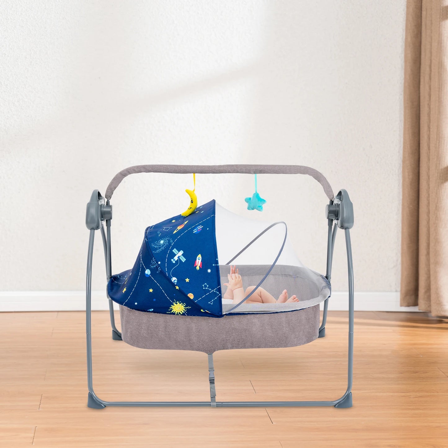 Baby Cradle, 5 Speeds Swing with Remote Control for 0-18 Months Newborn Babies