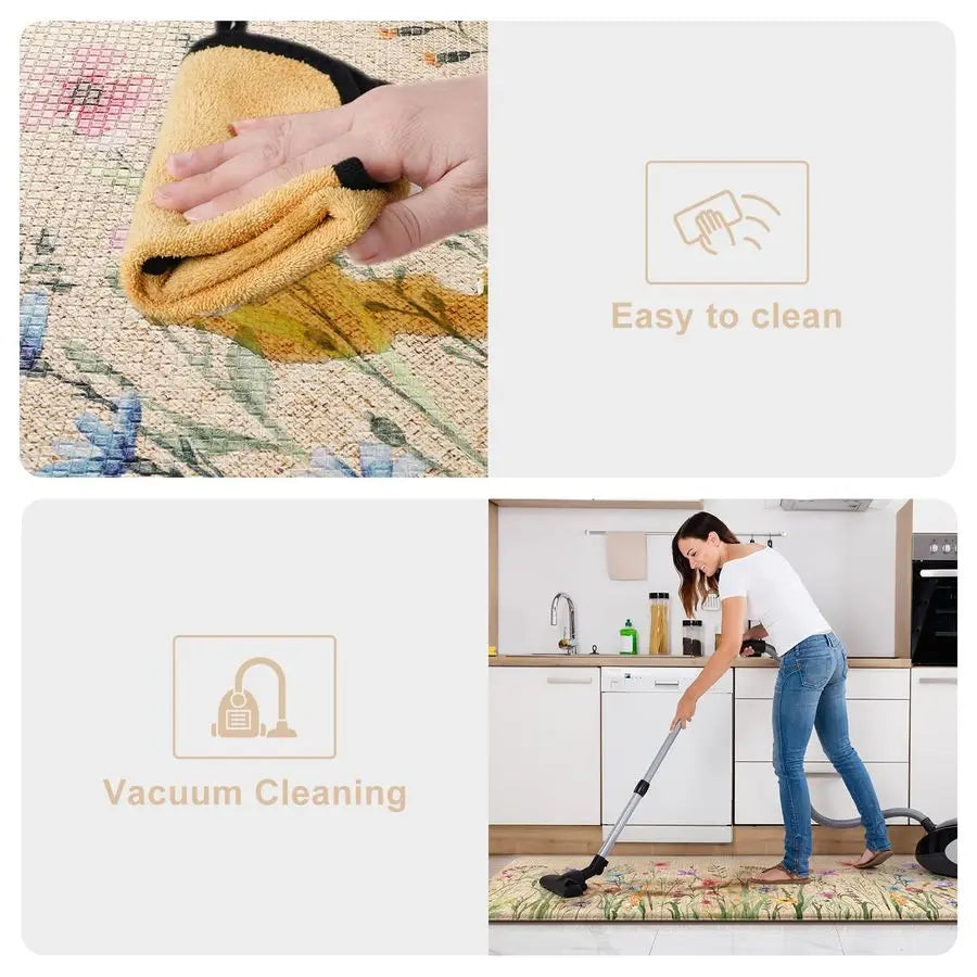 Anti Fatigue Floral Kitchen Mat Sets of 2 are also Non-Slip & Cushioned