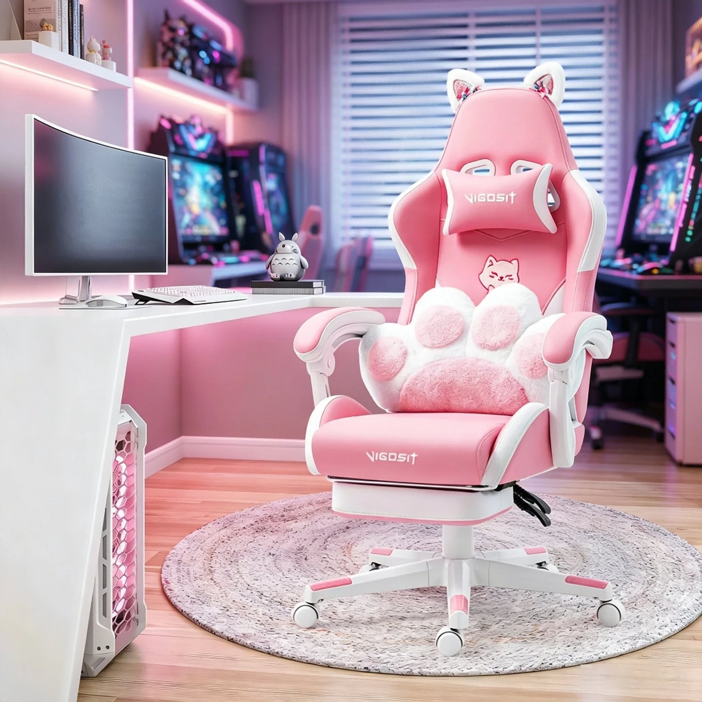 Ergonomic Computer Chair with Footrest, Headrest & Lumber Support