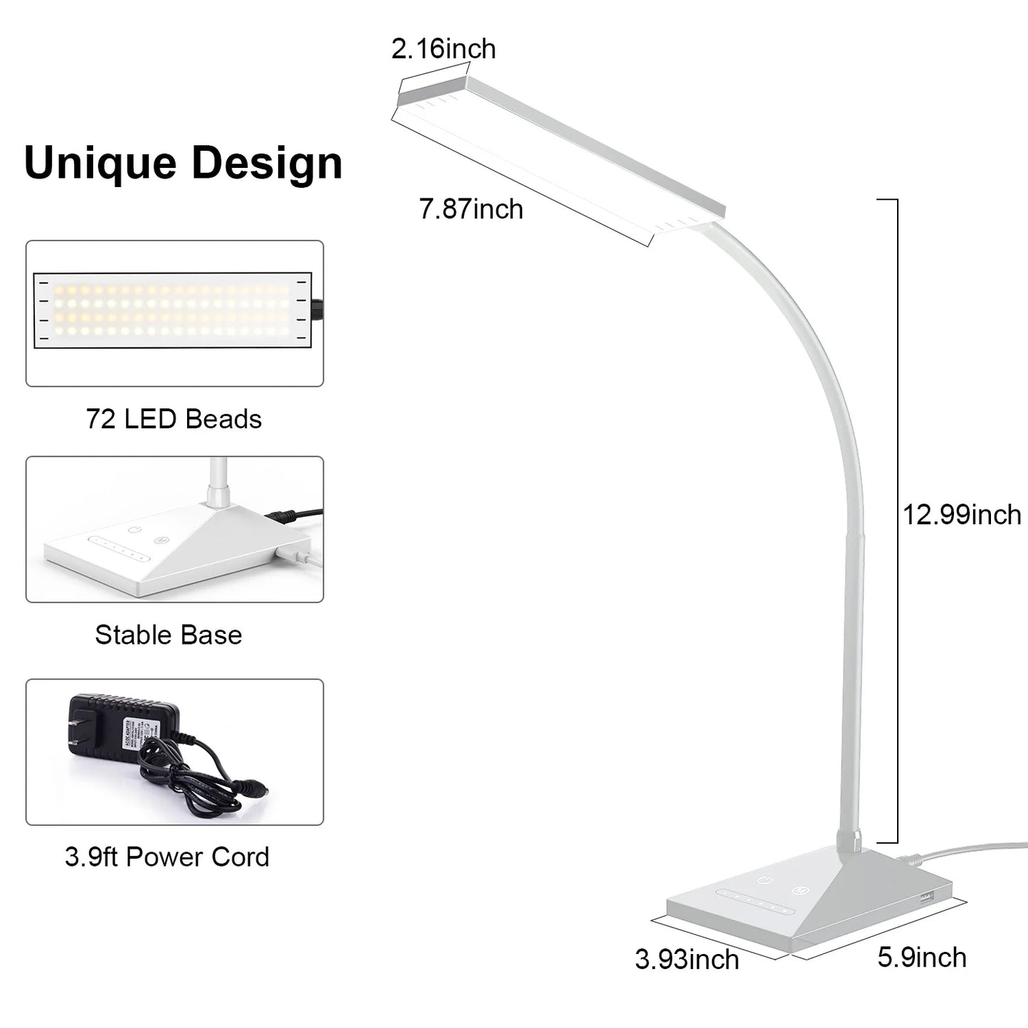Flexible Touch Sensor LED Reading Dimmable Desk Lamp