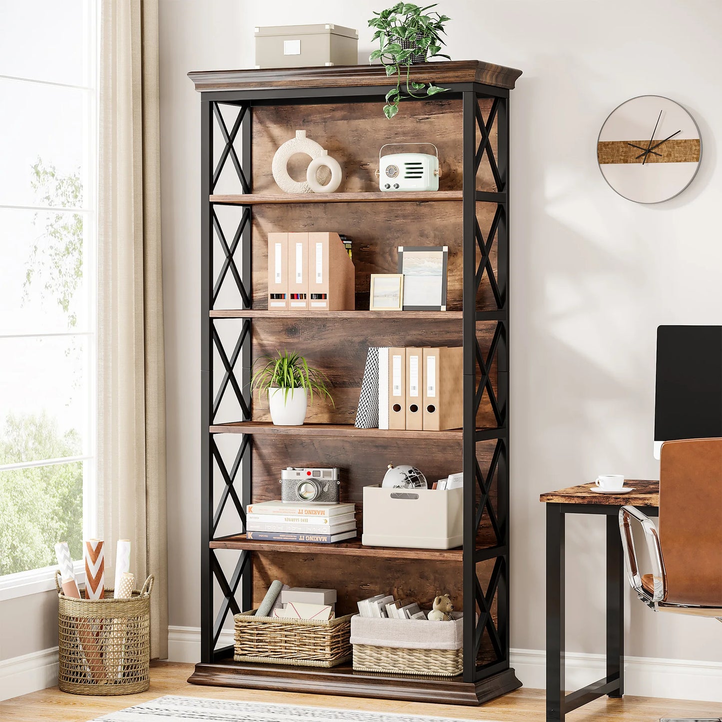 6-Tier 5 Shelf Display Storage Bookshelf