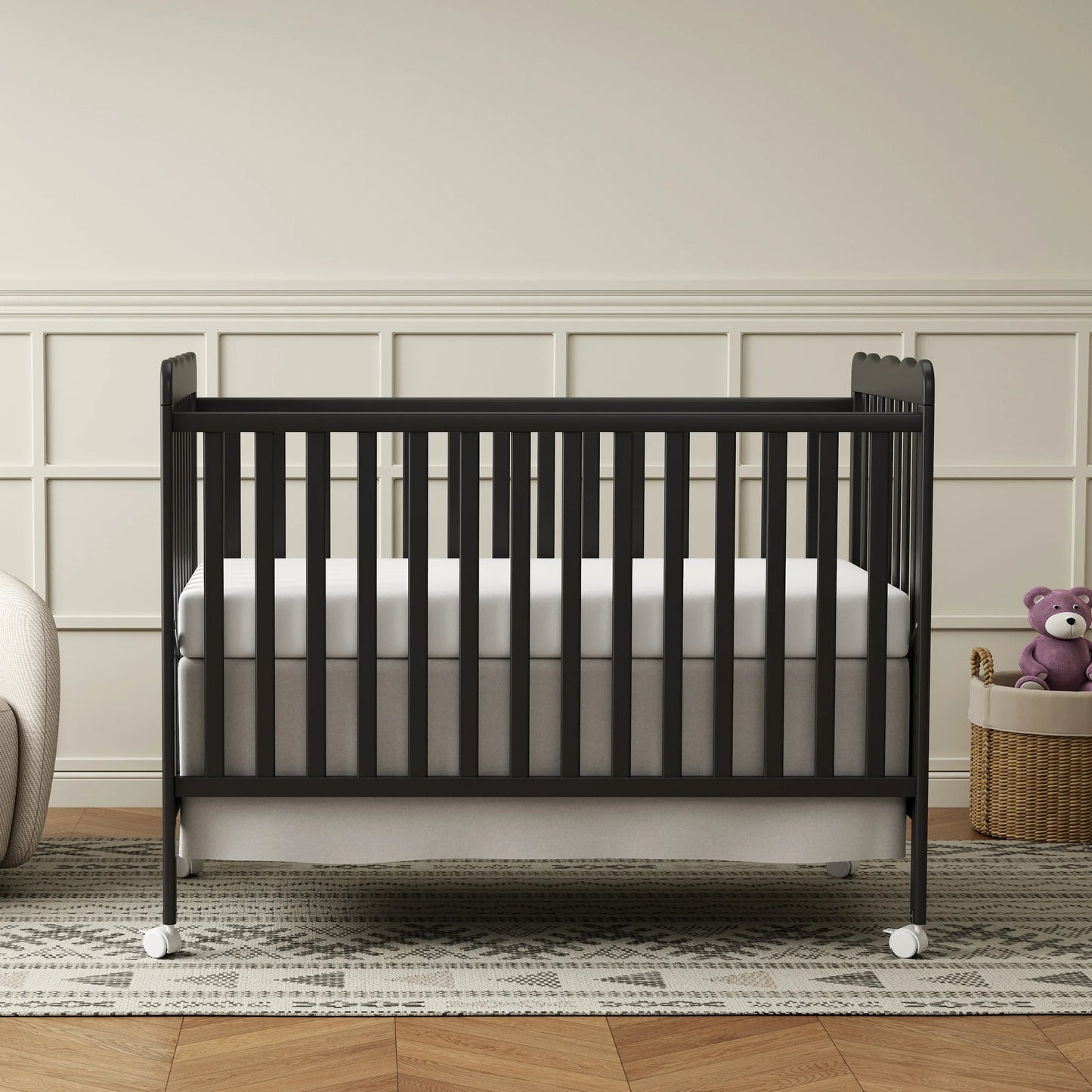 4-in-1 Convertible Wooden Baby Crib w/ 3 Adjustable Heights