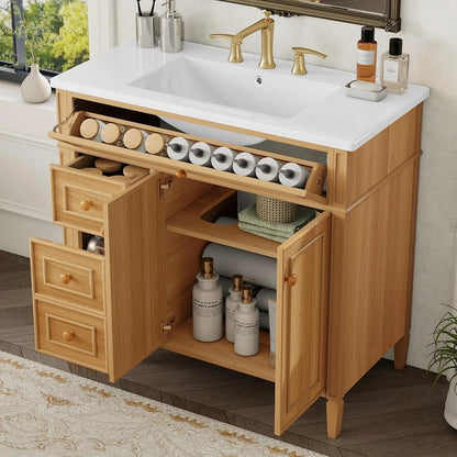 36" Free Standing Bathroom Vanity with Sink & Storage Drawers
