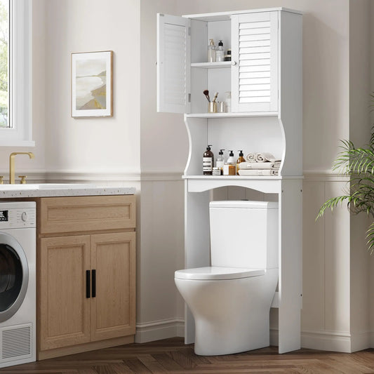 Space-Saving Bathroom Organizer with Adjustable Shelf & Anti-Tip
