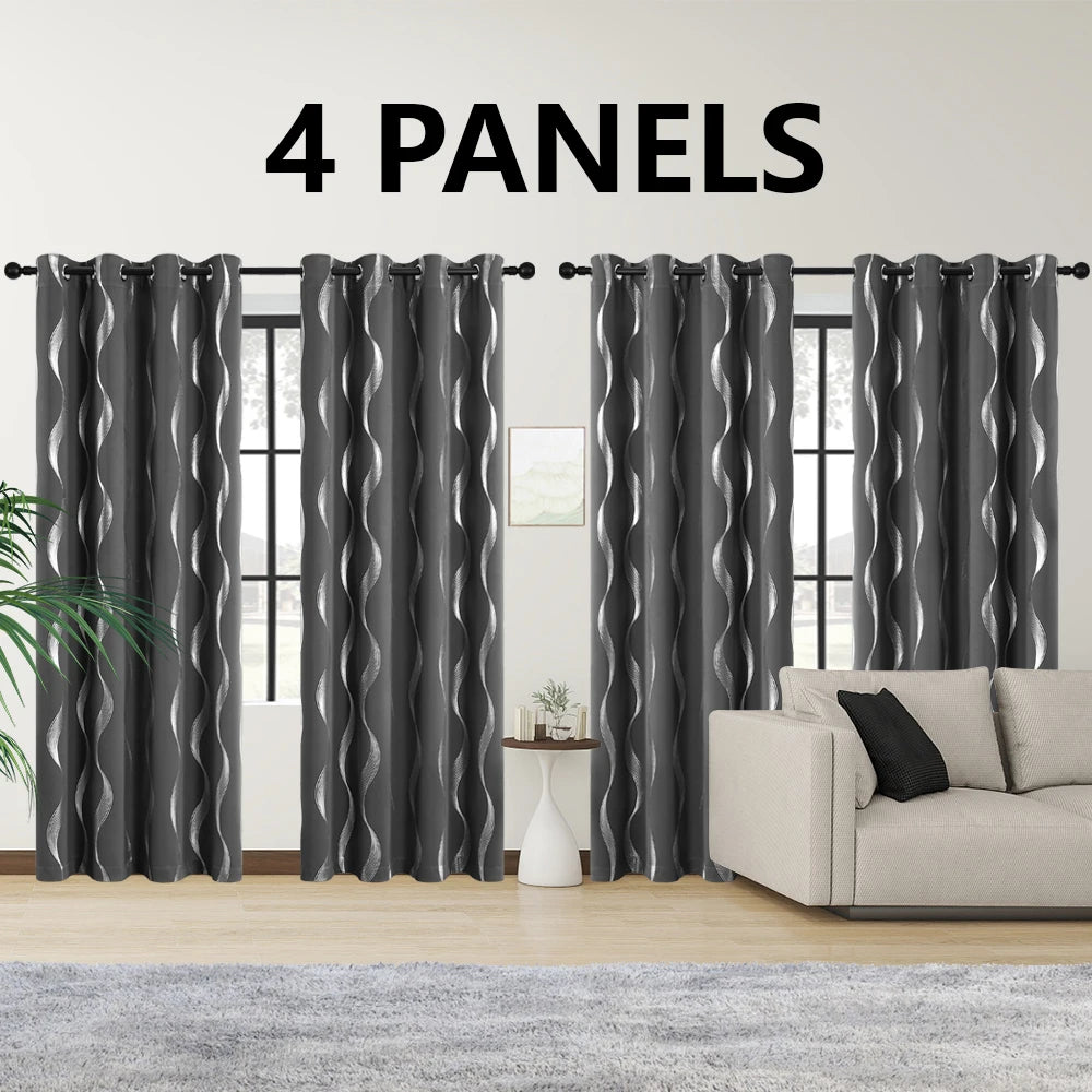 4PCS Blackout Curtains Grommet, Thermal Insulated