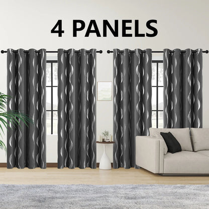 4PCS Blackout Curtains Grommet, Thermal Insulated