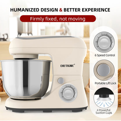 5 Qt Tilt-Head Electric Stand Mixer with 6+P Speeds