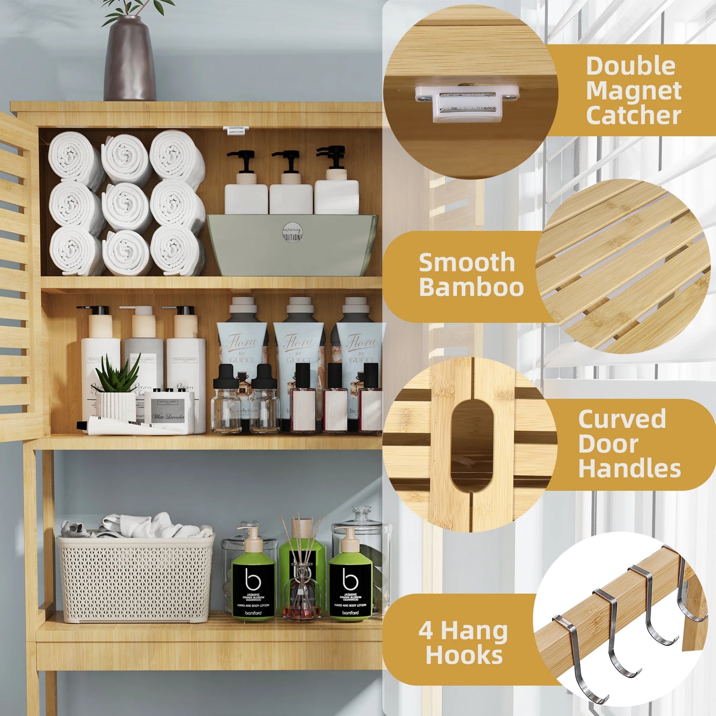 Bamboo Over-the-Toilet Bathroom Storage Cabinet