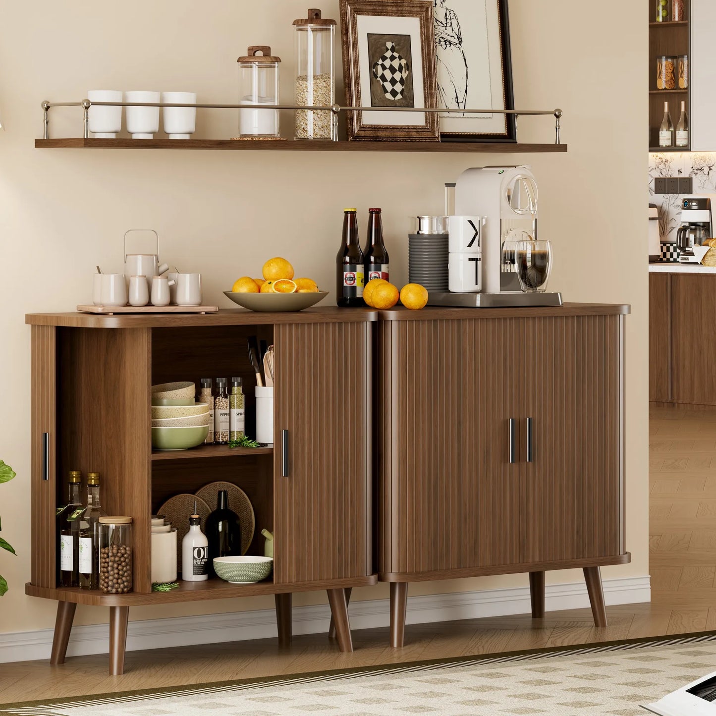 Modern Accent Coffee Bar Console Table for Kitchen, Entryway