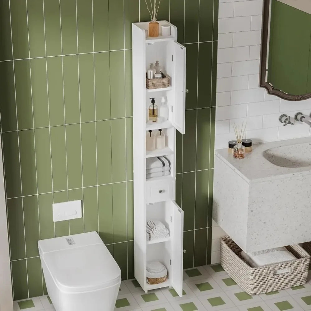 Narrow Bathroom Storage Cabinet with Adjustable Shelves