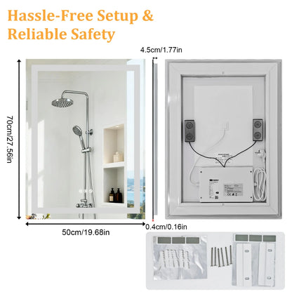 LED Bathroom Mirror w/ Speakers, Dimmable Backlit, Anti-Fog
