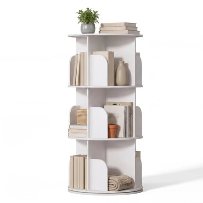 Freestanding 3-4 Tier Rotating Vertical Corner Bookshelf