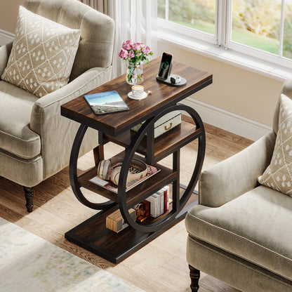 4-Tier Narrow Side End Table with Storage Shelves