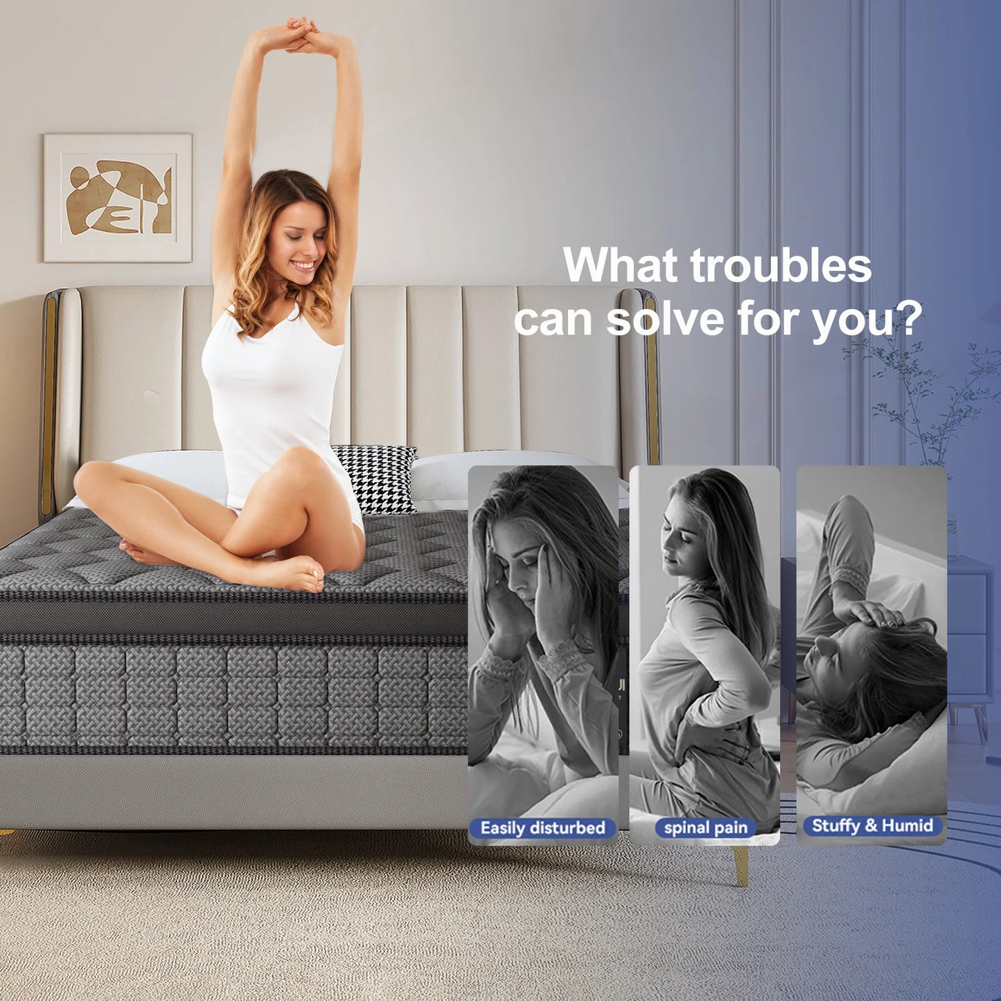 12/14 Inch Gel Memory Foam Hybrid Pocket Spring Mattress