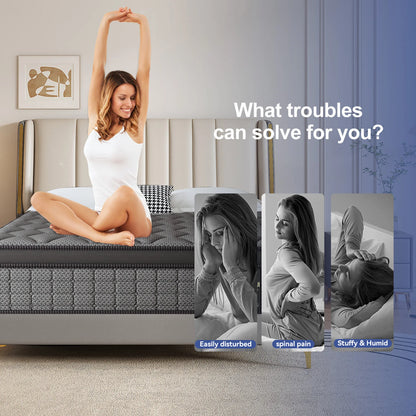 12/14 Inch Gel Memory Foam Hybrid Pocket Spring Mattress
