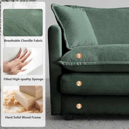 3-Piece Luxury Sofa Set with Removable Ottoman