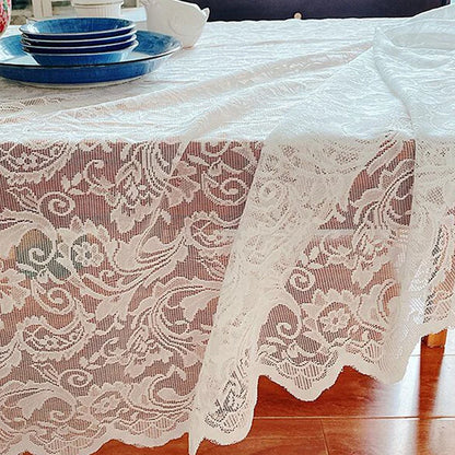 Romantic, Elegant White Lace Rectangular Tablecloth
