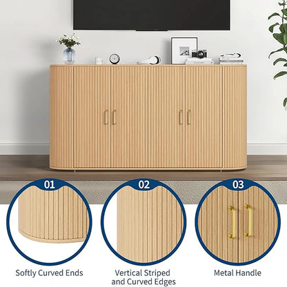 63" Modern Fluted Accent Sideboard Buffet Cabinet