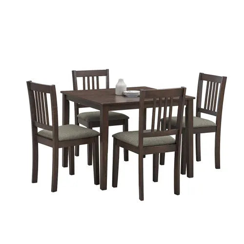 5-Piece Wood Dining Set with Cushioned Chairs