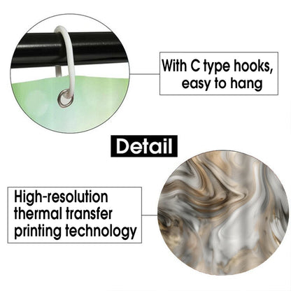 4 Pcs/Set Brown Marble Swirl Shower Curtain Bathroom Set